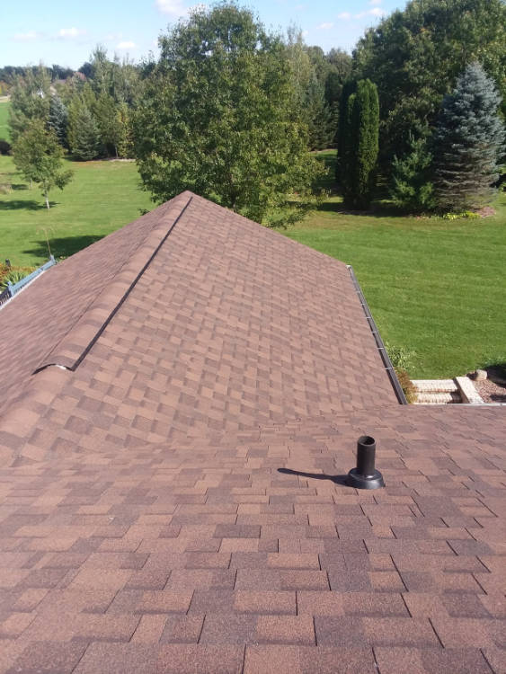 View of the top of a roofing project